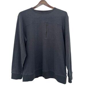 Mountain Hardwear Men's Sz XL Gray Crew Neck Fleece-Lined Sweatshirt Zip Pocket